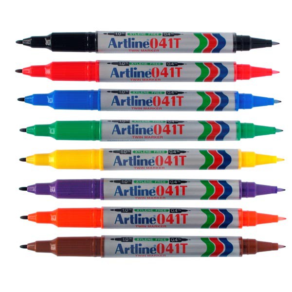 Artline EK041T ปากกามาร์กเกอร์ถาวร Twin Marker / ทุกสี / ปากกามาร์กเกอร์ถาวรสองปลาย 1.0 และ 0.4