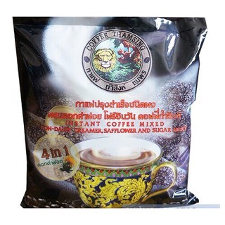 กาแฟถ้ำสิงห์ผสมดอกคำฝอย 4 in 1 ถุงละ 500 กรัม (สูตรดั้งเดิมซองดำ)บรรจุ25ซอง