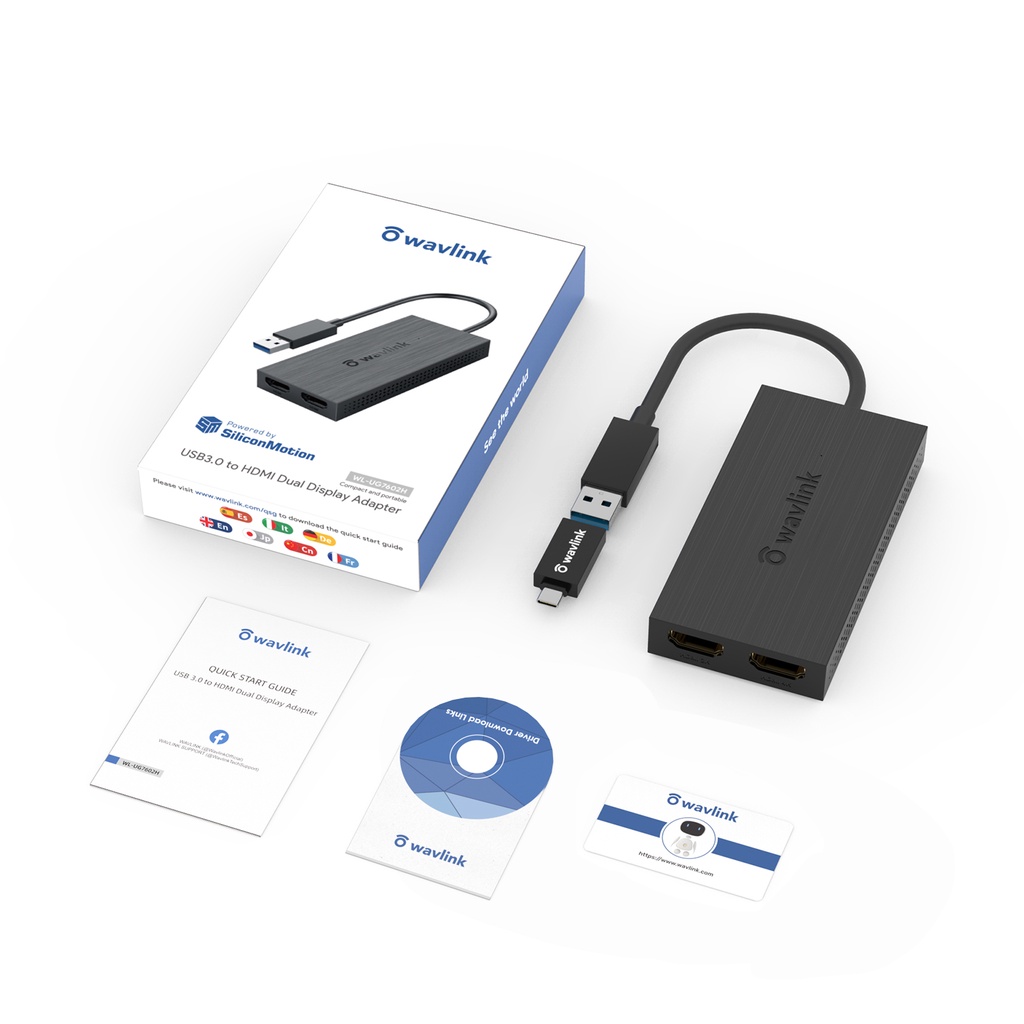 WAVLINK อะแดปเตอร์ USB 3.0 เป็น Dual HDMI 2K เอาต์พุตจอแสดงผล USB3.0 ประเภท C dual HDMI รองรับ Windows MacOS m1 m2 m3 Chrome Android - รูปที่ 6