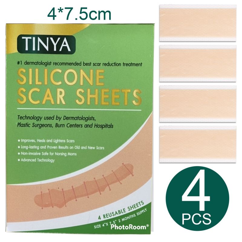 TINYA แผ่นซิลิโคนเจลลดเลือนรอยแผลเป็น รักษารอยแผลเป็นให้จางลง 1กล่องมี4 ...