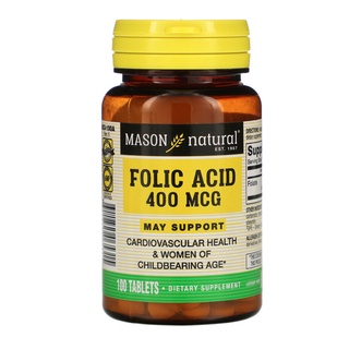 Mason Natural Folic Acid 400 mcg 100 Tablets