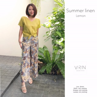 Virin_Clothing เสื้อลินินผูกโบว์ ใส่ได้2ด้าน Summer Linen