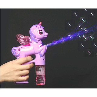 ปืนเป่าฟอง เครื่อง เป่าฟอง เป่าฟอง ใส่ถ่าน ม้า โพนี่ ม้ายูนิคอร์น Bubble Gun Unicorn My Little Pony Bubbler