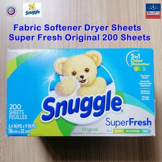 Snuggle®  Fabric Softener Dryer Sheets Super Fresh Original 200 Sheets แผ่นหอมอบผ้า กลิ่นออริจินอล