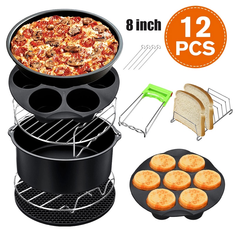 อุปกรณ์เสริมหม้อทอดไร้น้ํามัน 8 นิ้ว สําหรับ Air fryer Gowise Phillips Cozyna and Secura 3.7-6.8QT 1
