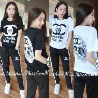 เสื้อยืดchanel lovemeสกรีนหน้า-หลัง(พร้อมส่ง) เสื้อสกรีนลาย เสื้อยืดแบรนด์