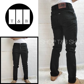 T&amp;B SHOP กางเกงยีนส์ ผ้ายืดดำ งานเป้ากระดุม ขากระบอกเล็ก (Size28-36) พร้อมส่ง