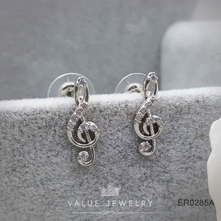 ER0285A ต่างหูแฟชั่นประดับเพชร CZ (White gold plated)