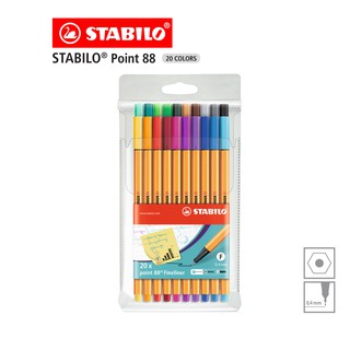 [Official Store] STABILO Point 88 ปากกาสีหมึกน้ำ หัวเข็ม Fibre-Tip Pen ชุด 20 สี ปากกาหัวเข็ม