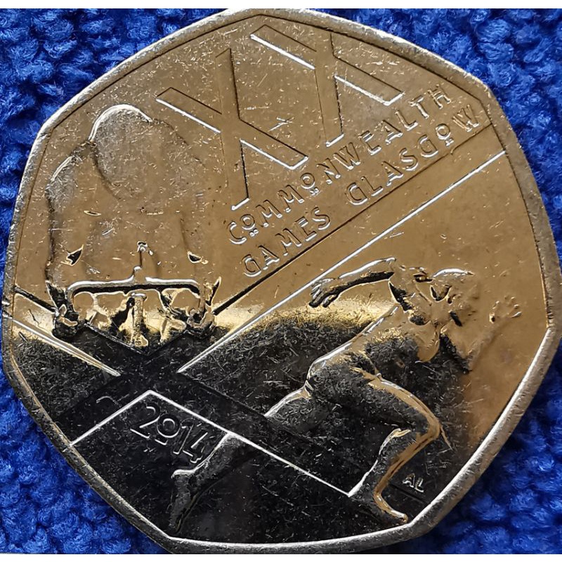 เหรียญ​อังกฤษ​ UK, 50​ Pence, (วาระ​ที่ระลึก​กีฬา​สหพันธ์​ครั้งที่ 20),#​1348T, ไม่​ผ่าน​ใช้​ UNC