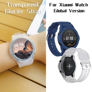 Glacier สายนาฬิกาข้อมือซิลิโคนใส แนวสปอร์ต สําหรับ Xiaomi Mi Watch Global Version Band Armor Integral Watchband + Case Full Cover เคสป้องกัน สําหรับ Xiaomi Watch Color Sport Edition