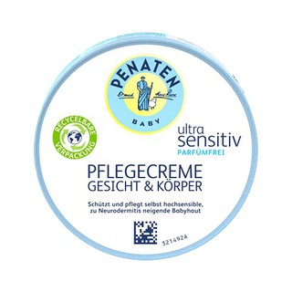 Penaten Baby Ultra Sensitive cream Face&amp;Body 100 ml ปราศจากน้ำหอม ครีมดูแลผิวหน้าทารกสำหรับทารกแรกเกิด ไม่มีสี