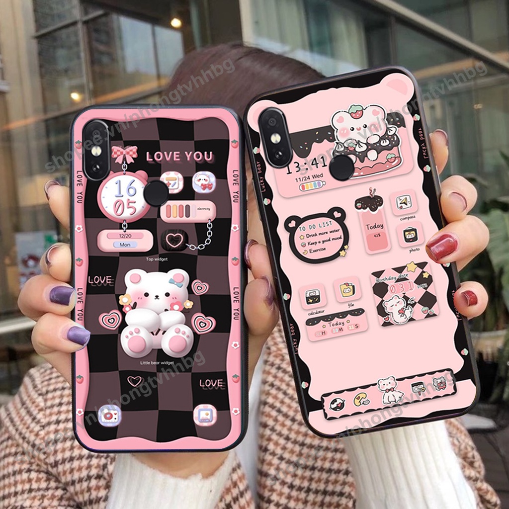 เคส Xiaomi Mi 8 / MI 8 SE / Mi 8 Lite พร้อมหมี กระต่ายขาว นาฬิกาน่ารักและสวยงาม