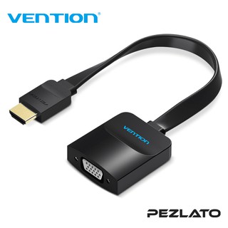 VENTION FLAT HDMI TO VGA CONVERTER WITH FEMALE MICRO USB AND AUDIO PORT 0.15M BLACK สายเคเบิ้ล