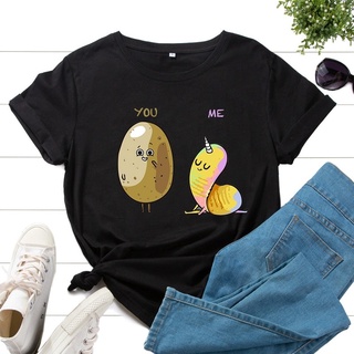 เสื้อยืด Potato Chip Women T Shirt Cotton Short Sleeve Fashion Graphic Tee Female Daily Loose Tshirt Top