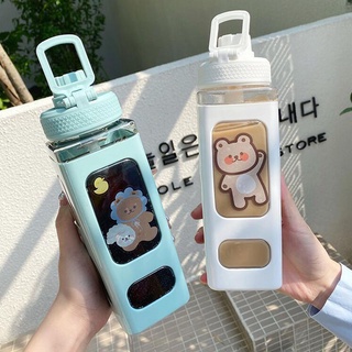 happylife พร้อมส่ง ขวดน้ำพกพา 700ml/900ml.ฟรีสติ๊กเกอร์ มีหลอด พกพาสะดวก กระบอกน้ำดื่ม พกพา