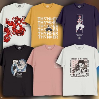 เสื้อยืดผ้าฝ้ายพรีเมี่ยม Original - Uniqlo Demon Slayer เสื้อยืดลําลองสําหรับผู้ชายผู้หญิงแขนสั้นคอกลมพิมพ์ลาย