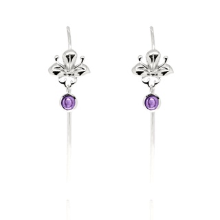 Aevari Midday Violet Dew Earrings Sterling Silver 925 and Light Amethyst CZ (Cabochon)