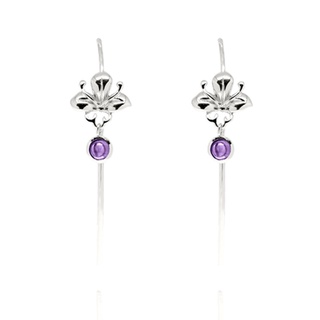 Aevari Midday Violet Dew Earrings Sterling Silver 925 and Light Amethyst CZ (Cabochon)