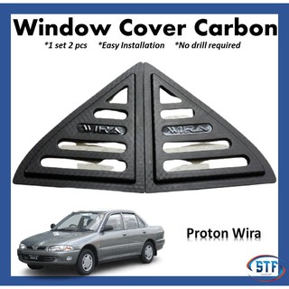 Proton WIRA Window Cover ฝาครอบกระจกมองหลัง คาร์บอน ทรงสามเหลี่ยม (1 คู่)