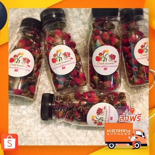 ชาดอกกุหลาบ  Rose flower tea บรรจุขวดติกสติกเกอร์ กลิ่นหอมเก็บง่ายหอมนาน