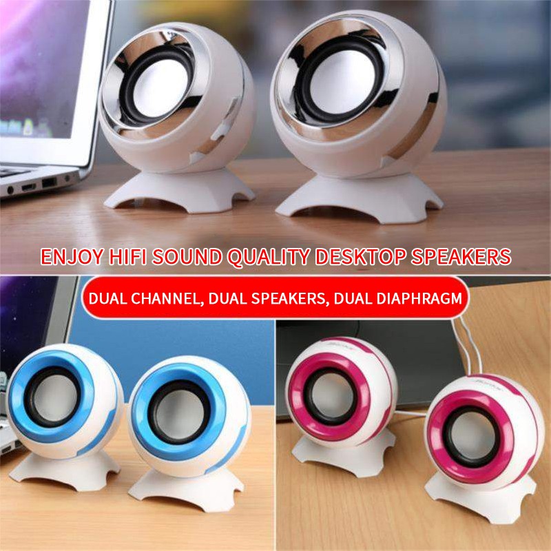 ลำโพงคอมพิวเตอร์ USB Wired Computer Speakers Pink Green Bass Mini ...