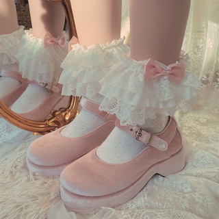 โบว์พลังน่ารักของญี่ปุ่น, Lolo Tarle Lace Lace Pile of Sock Socks, Fairy Lace Socks