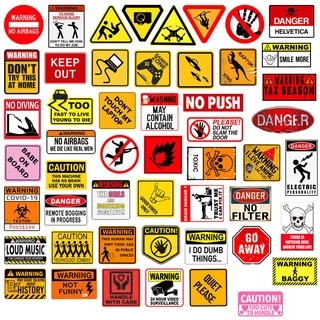 ติกเกอร์คำเตือนต่างๆ สำหรับติดตกแต่ง Warning JAPAN logo sticker จูราสสิค พาร์ค Jurassic Park 50pcs