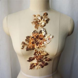 ผ้าปักเลื่อมลายดอกไม้ diy สําหรับใช้ในการเย็บปักตกแต่งเสื้อผ้า
