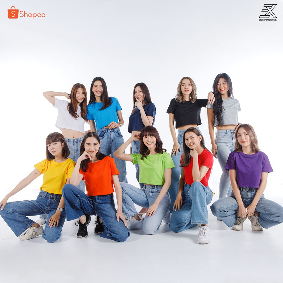 Expogarment เสื้อครอป CROP เอวลอย แขนสั้น ผ้าคอตตอน 100% ทรง Regular (มีให้เลือกทั้งหมด 10 สี)