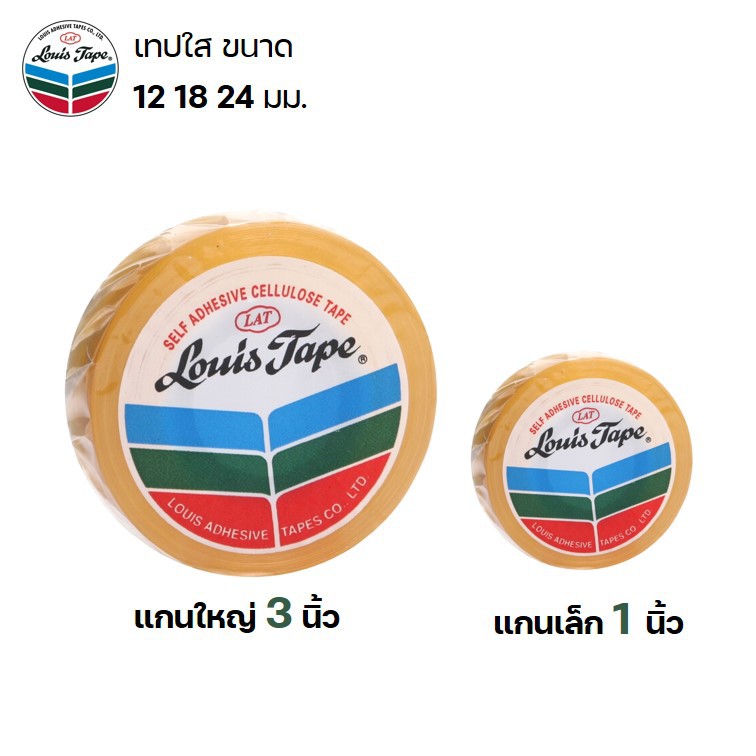 เทปใส ตราหลุยส์ ขนาด 12 18 24 มม.ยาว 33 เมตร แกนเล็ก / แกนใหญ่ ฉีกง่ายด้วยมือ ติดแน่น เทปหลุยส์