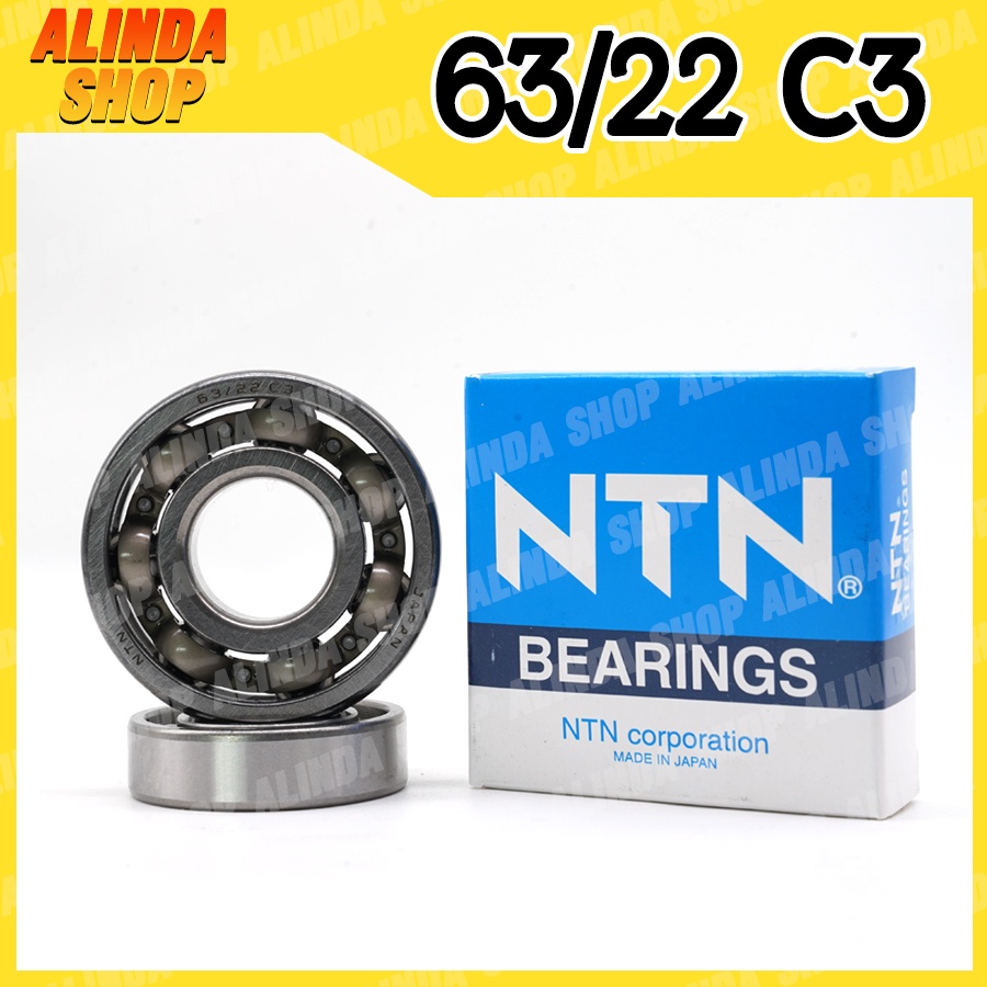 63/22 C3 ลูกปืนเม็ดกลมร่องลึก ฝาเปิด (DEEP GPOOVE BALL BEARINGS) ขนาด 22mm x 56mm x 16mm