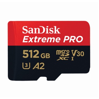 SanDisk Extreme Pro microSDXC, SQXCD 512GB, V30, U3, C10, A2, UHS-I, 200MB/s R, 140MB/s W, 4x6, SD adaptor, Lifetime Limited ME6-000959 การ์ดความจำ