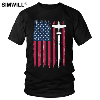 [S-5XL] เสื้อยืดแขนสั้น พิมพ์ลายเครื่องบินจราจร 4Th Of July สไตล์เรโทร สําหรับผู้ชาย Hot Sale Tee