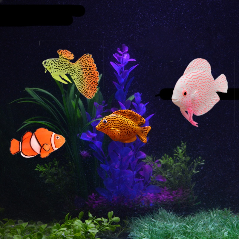 1 PC Glow In The Dark Luminous ซิลิโคนปลา Aquarium ตกแต่ง Clown ถัง Ocean ภูมิทัศน์เครื่องประดับ
