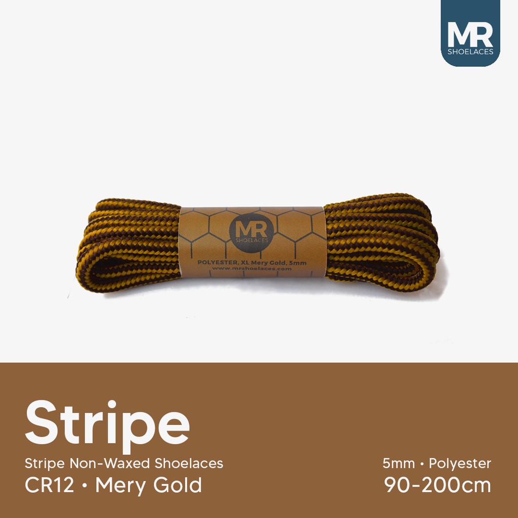 Mr Shoelaces CR12 Mery Gold (Dark Brown Gold) ลายกลม / Motif Shoelaces 5-6mm 80cm 100cm 120cm 150cm 200cm - เชือกผูกรองเท้าระดับพรีเมียม