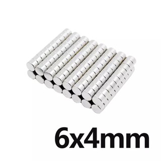 10ชิ้น แม่เหล็กนีโอไดเมียม 6*4มิล กลมแบน 6x4มิล Magnet Neodymium 6x4mm แม่เหล็กแรงสูง 6x4mm แม่เหล็ก 6*4mm