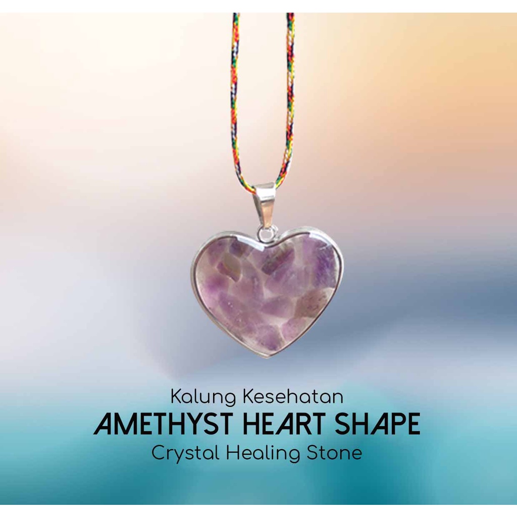 สร้อยคอเพื่อสุขภาพรูปหัวใจอเมทิสต์ (LBP197)