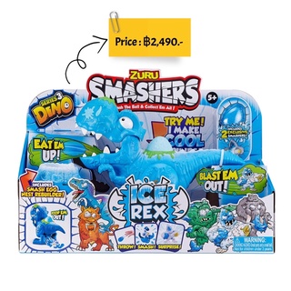 Smashers Dino Ice Age Ice Rex Playset Series 3 T-Rex Toy Set by ZURU with Accessories, Tyrannosaurus Rex Collectible Toy