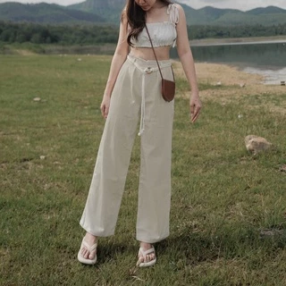 กางเกงมินิมอล(LN)(กางเกง+เข็มขัด) LINENPANTS (ถ่ายจากสินค้าจริง) (โรงงานผ้าที่ไทยร้านผลิตเอง)