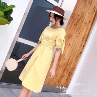 เดรสเชิ้ตเนื้อผ้าcotton polyester  👗Twist Plain Dress👗