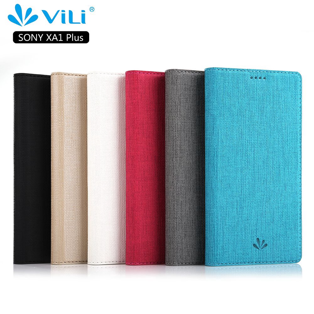 Vili Luxury PU Leather Casing Sony Xperia XA1 Plus G3412 G3421 G3423 G3416 Magnetic Flip Cover Fashion Simple Case