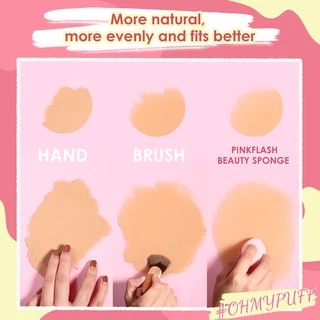 PINKFLASH ฟองน้ำแต่งหน้า รูปทรงหยดน้ำ สีชมพู