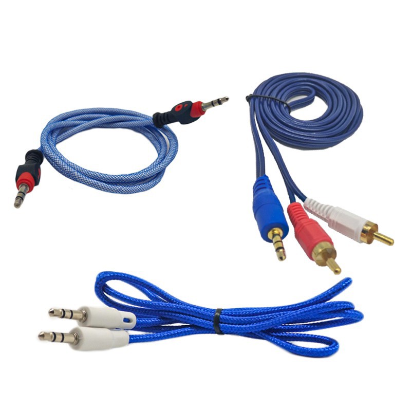 รวมสายเคเบิ้ล/สายสัญญาณเสียงAUX Audio Stereo หัว 3.5mm 1เมตร ม้วนเก็บได้ น้ำหนักเบา