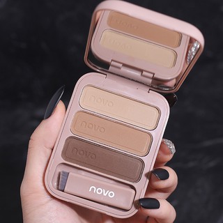 Novo คิ้วฝุ่น เฉดดิ้งไฮไลท์ ตลับ 3 สี [No.5345] Novo Smooth Texture Lasting Makeup Eyebrow Powder