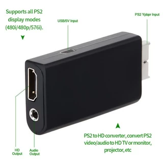 อะแดปเตอร์ ps2 to hd ตัวแปลงPS2 To HD Converter ต่อเครื่องเล่น PS2 ออกทีวี HD 3.5mm ภาพชัด สำหรับ Audio/Monitor/Projecto