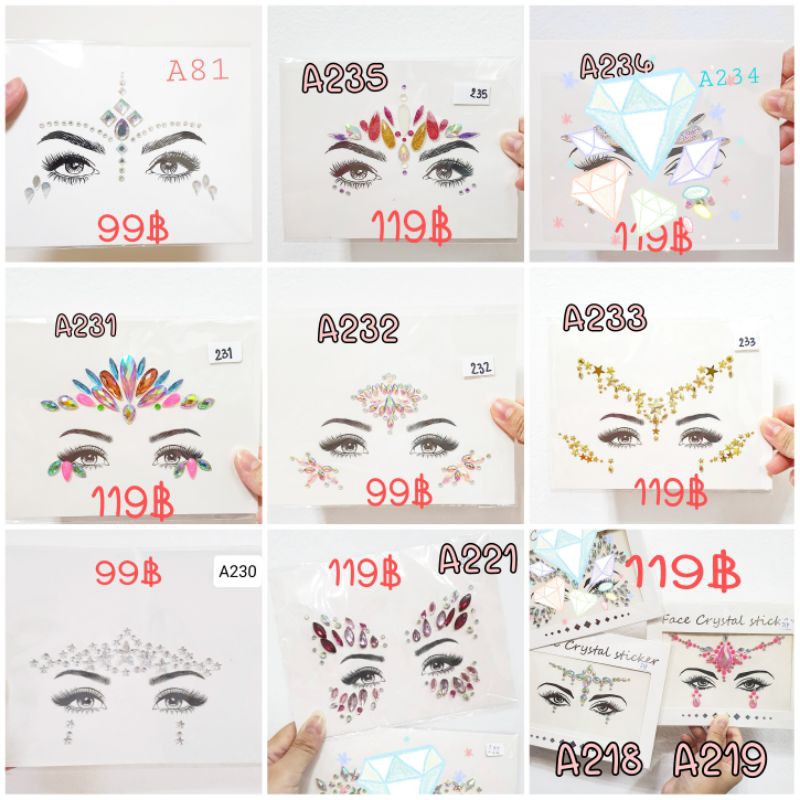 พร้อมส่งสติกเกอร์ติดหน้าแบบคริสตัล เพชรติดหน้า รูปที่ 4