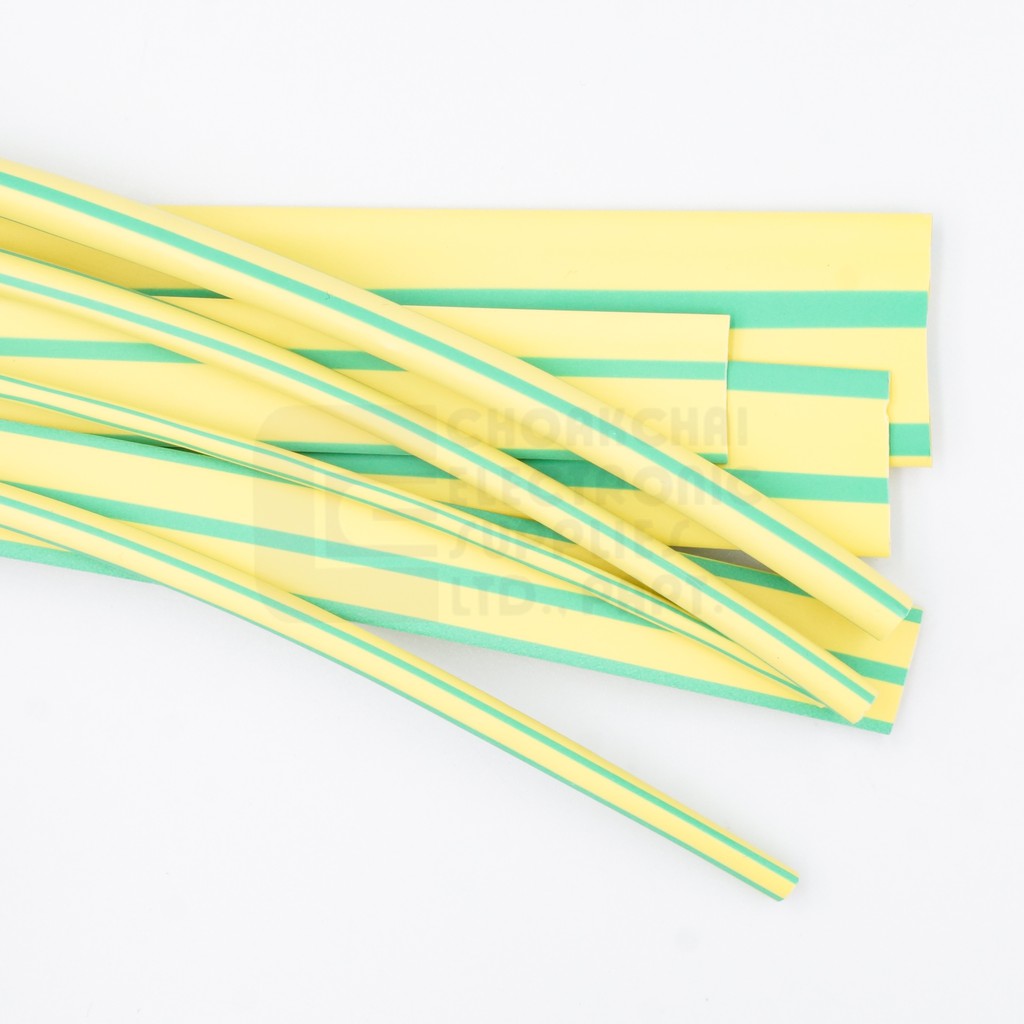 Woer ท่อหด สีเขียว/เหลือง ขนาด เส้นผ่านศูนย์กลาง 6มม 8มม 9มม 10มม 12มม ยาว 1เมตร อัตราการหดตัว 2:1 รุ่น RSFR-(2X)YG