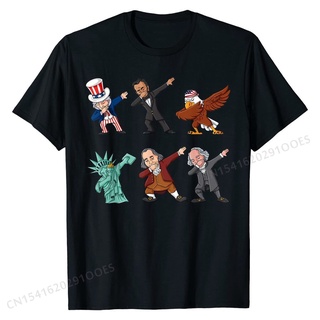 เสื้อยืด ผ้าฝ้าย พิมพ์ลาย Uncle Sam And Friends 4th Of July Dab สําหรับผู้ชาย