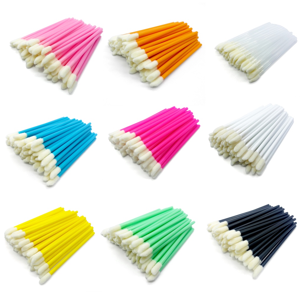 Mollie Lipper 50 ชิ้นแปรงลิปแบบใช้แล้วทิ้ง Gloss ลิปสติก Wands Applicator แปรงเครื่องมือแต่งหน้า